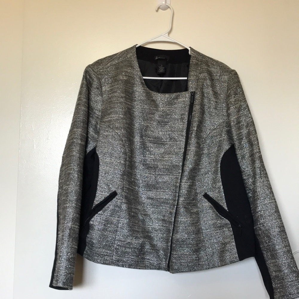 Silver zip up moto jacket